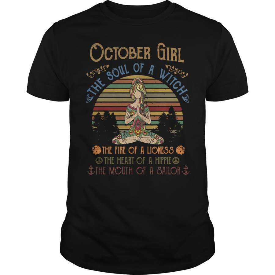 Yoga October girl the soul of a witch the fire of a lioness vintage T-Shirt