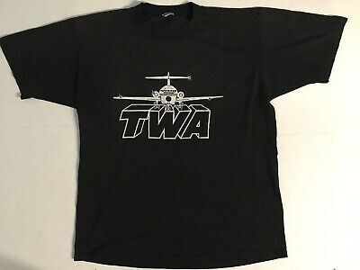 Vtg Rare Twa Kansas City S Hometown Airline Navy Blue Shirt