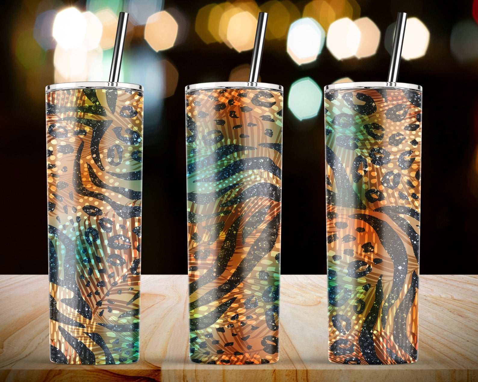 Abstract Animal Print Leopard 20Oz Skinny Tumbler