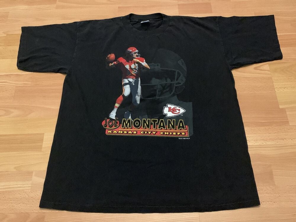 90S Rare Vtg 1993 Joe Montana Shirt Kansas City Chiefs Single Stitch