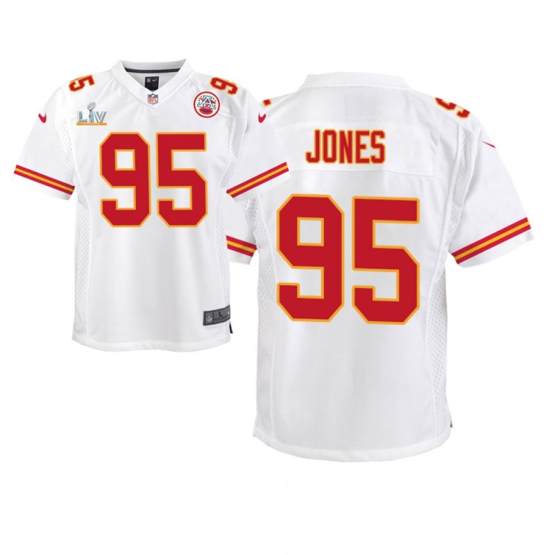 Youth Kansas City Chiefs #95 Chris Jones White Super Bowl Lv Game Jersey