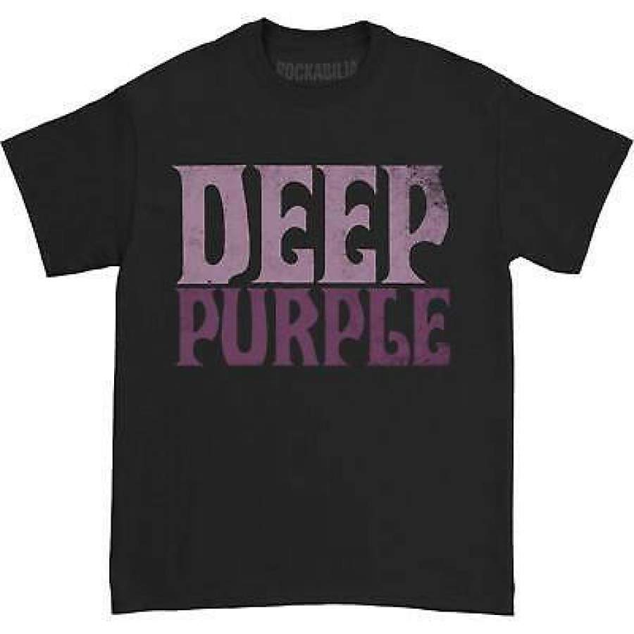 Deep Purple Men’S  Vintage Logo T-Shirt Black