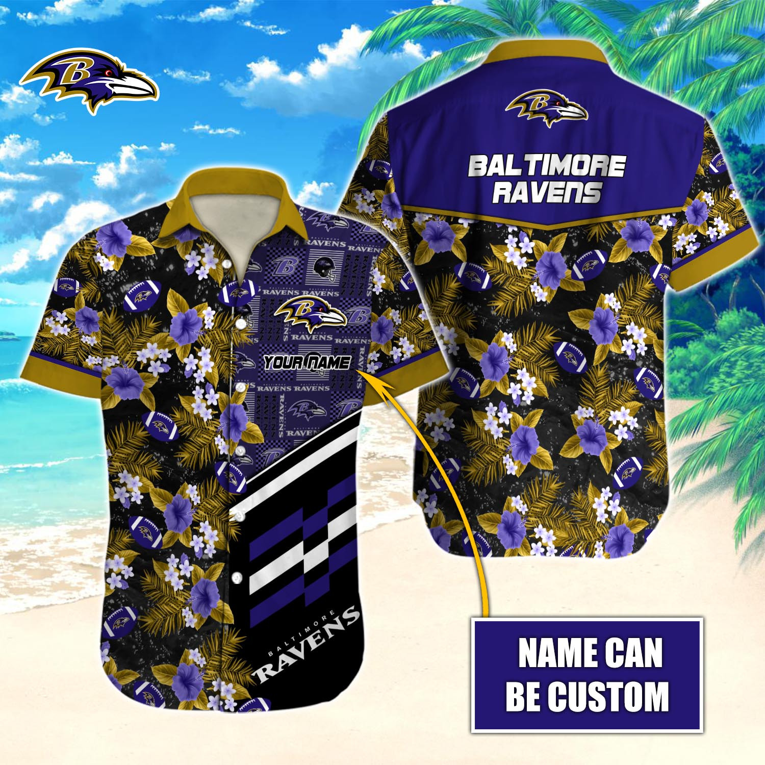 Baltimore Ravens Nfl-Hawaiian Shirt Custom T-40150