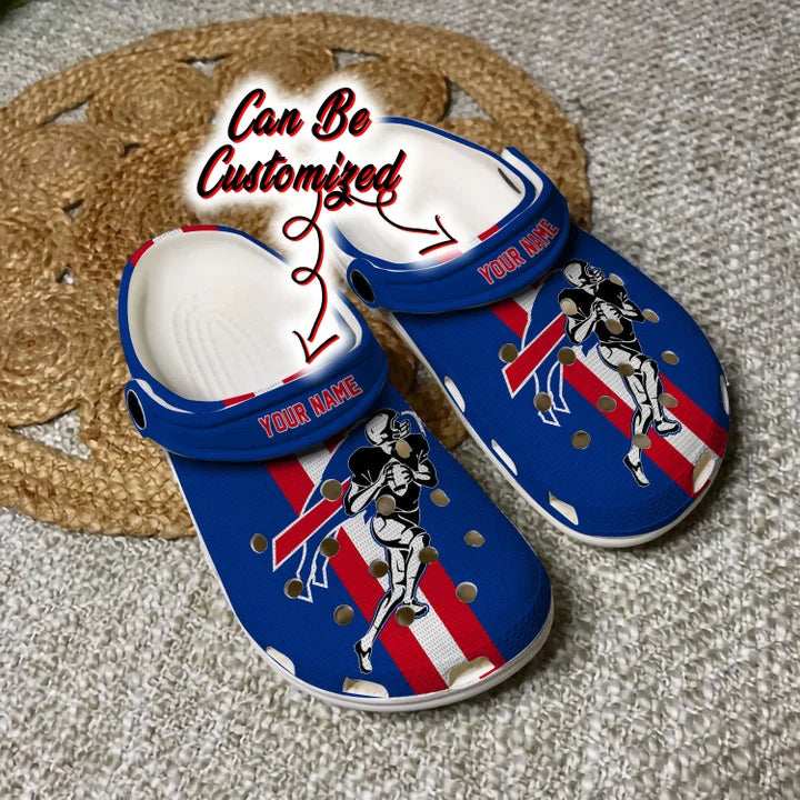 Custom Crocs – Buffalo Bills Football Player Clog Shoes