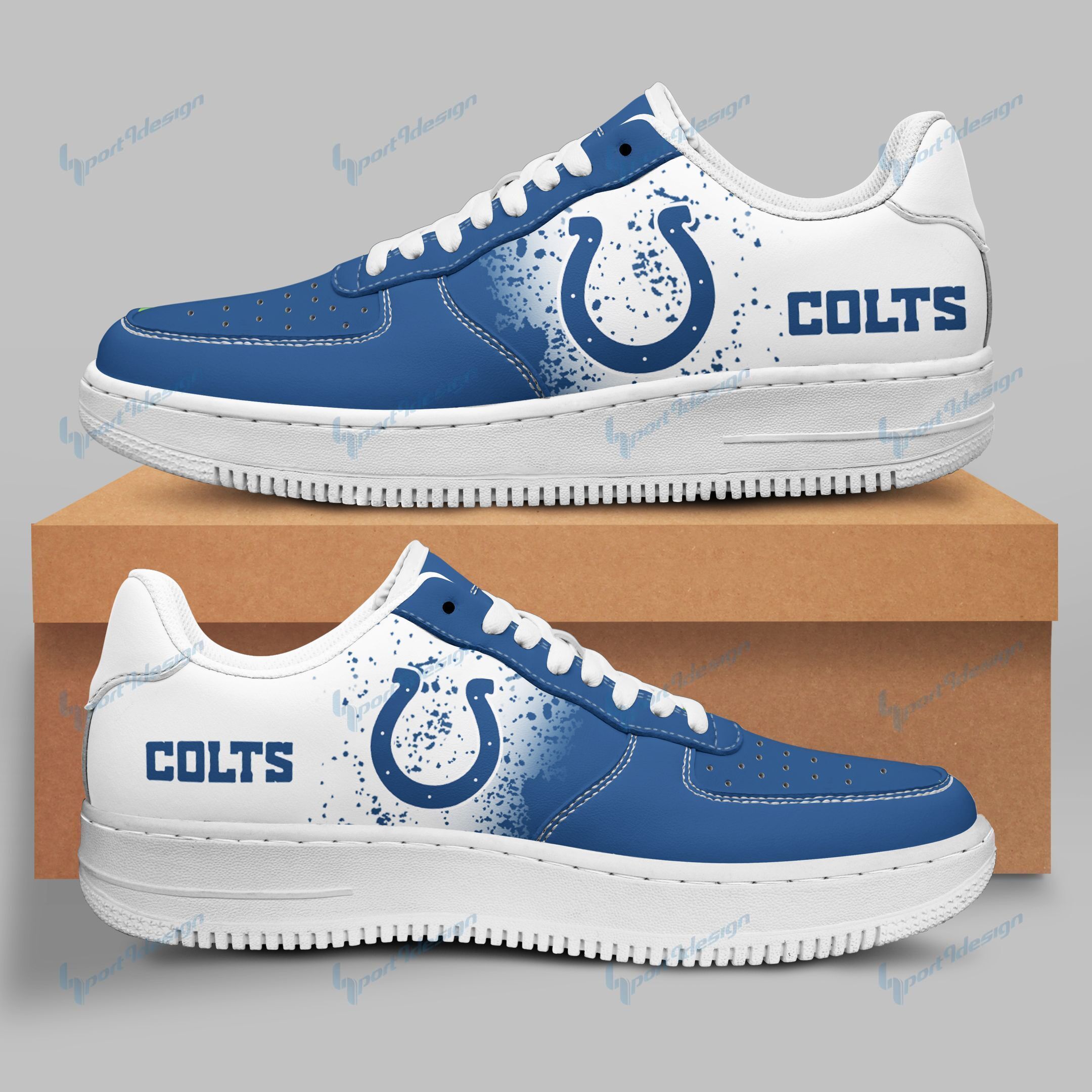 Indianapolis Colts White Sole Air Force 1 Sneakers 004