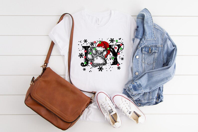 Christmas Dog Mom Shirt, Christmas Joy T-Shirt, Joy Paw Tee, Cute Christmas Shirt, Christmas Women Outfit