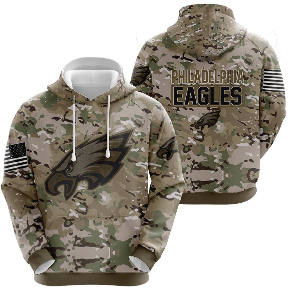 Philadelphia Eagles Camouflage Veteran 3D Jersey Hoodie