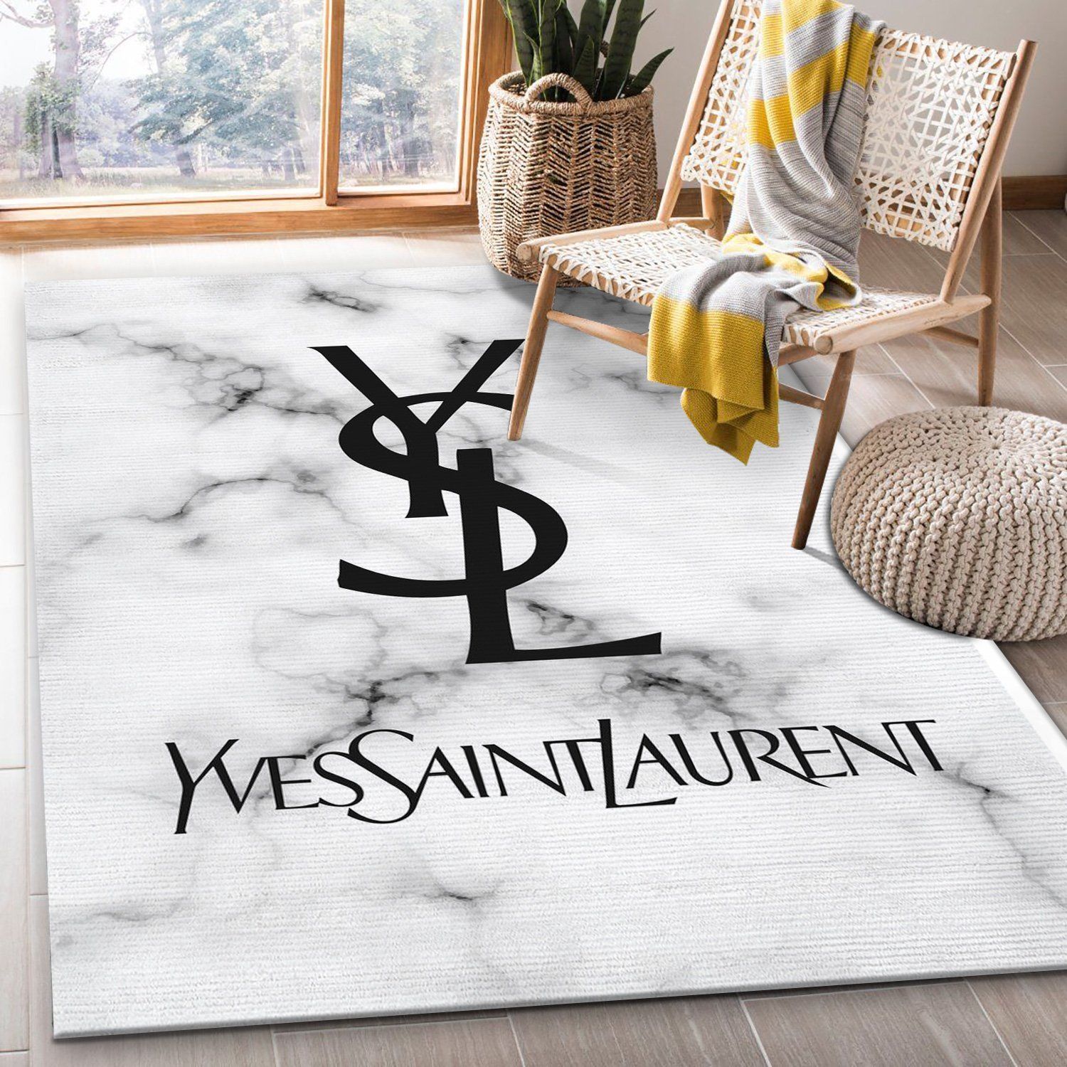 Ysl Yves Saint Laurent Area Rug Fashion Brand Rug Christmas Gift Decor Area Rug For Living Room Bedroom Rug Home Decor