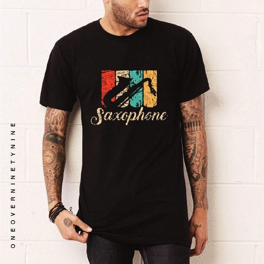 Retro Vintage Saxophone Silhouette Shirt Funny Saxophone T-shirt