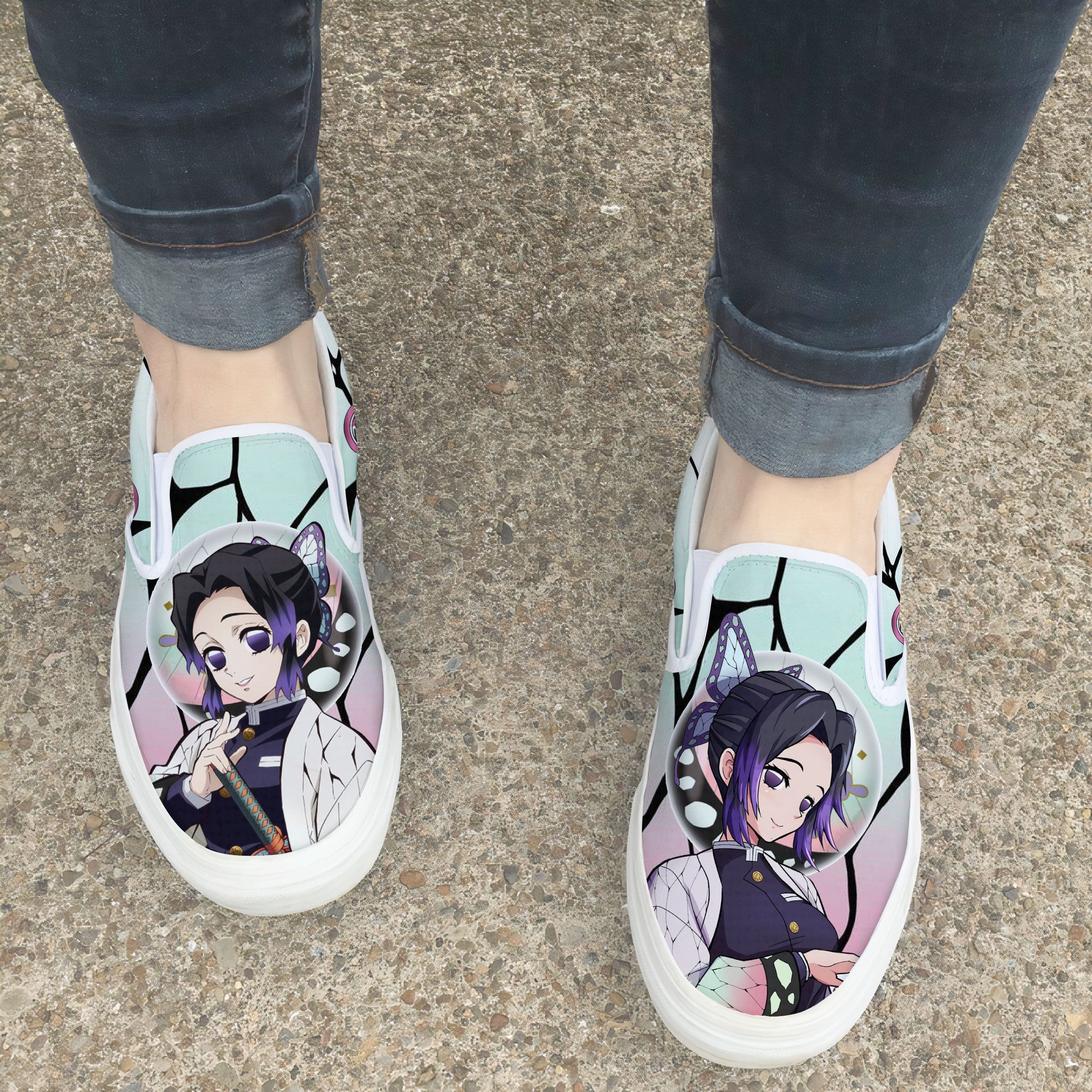 Shinobu Kocho Shoes Custom Demon Slayer Anime Classic Slip-On Sneakers