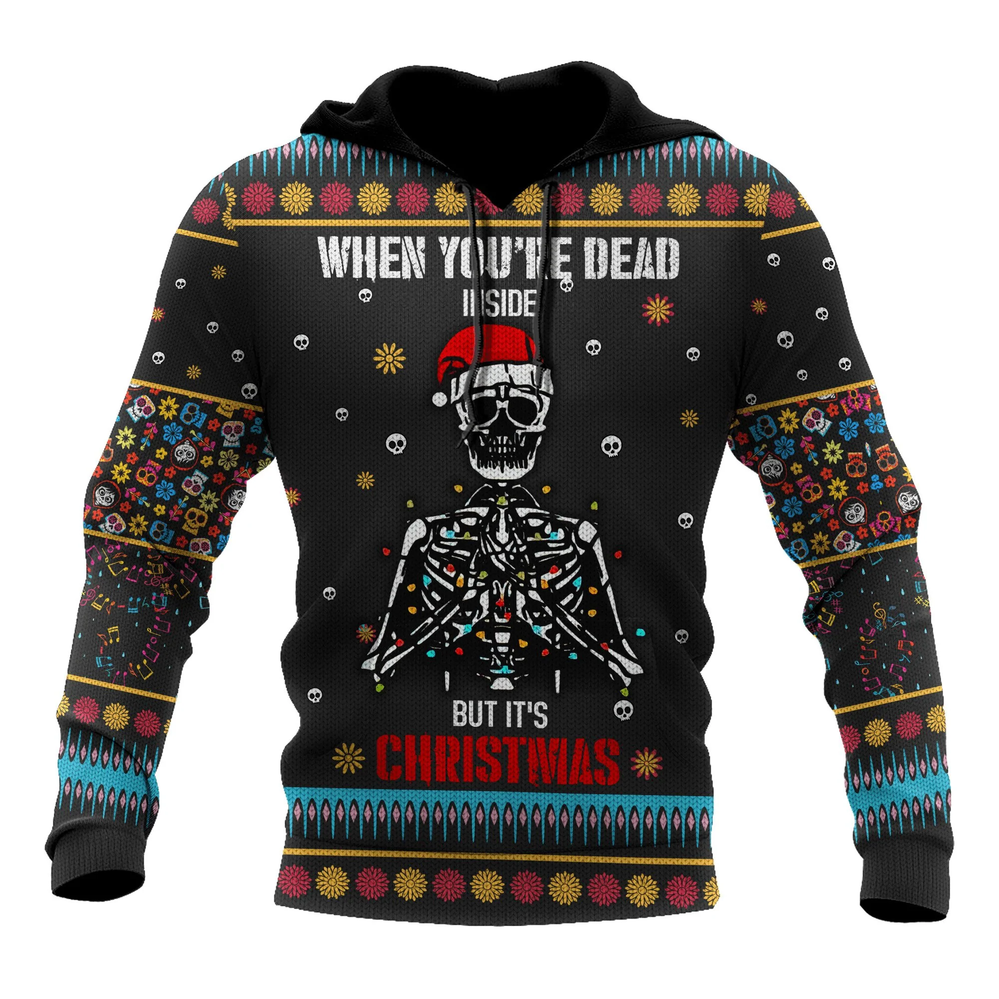 Skulls Christmas Hoodie, Skull Christmas Gift, X Mas Skull Hoodie Gift For Him Her