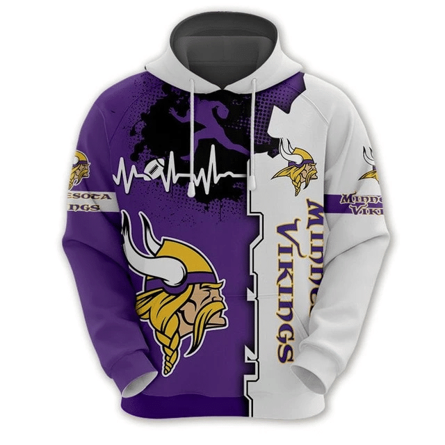 Minnesota Vikings Beating Curve And 2 Unisex 3D Hoodie Gift For Fans