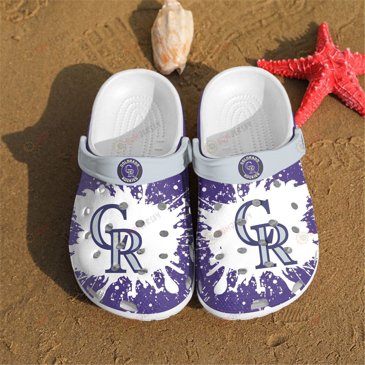 Colorado Rockies Crocs Crocband Clog Comfortable Water Shoes In Purple White – Aop Clog