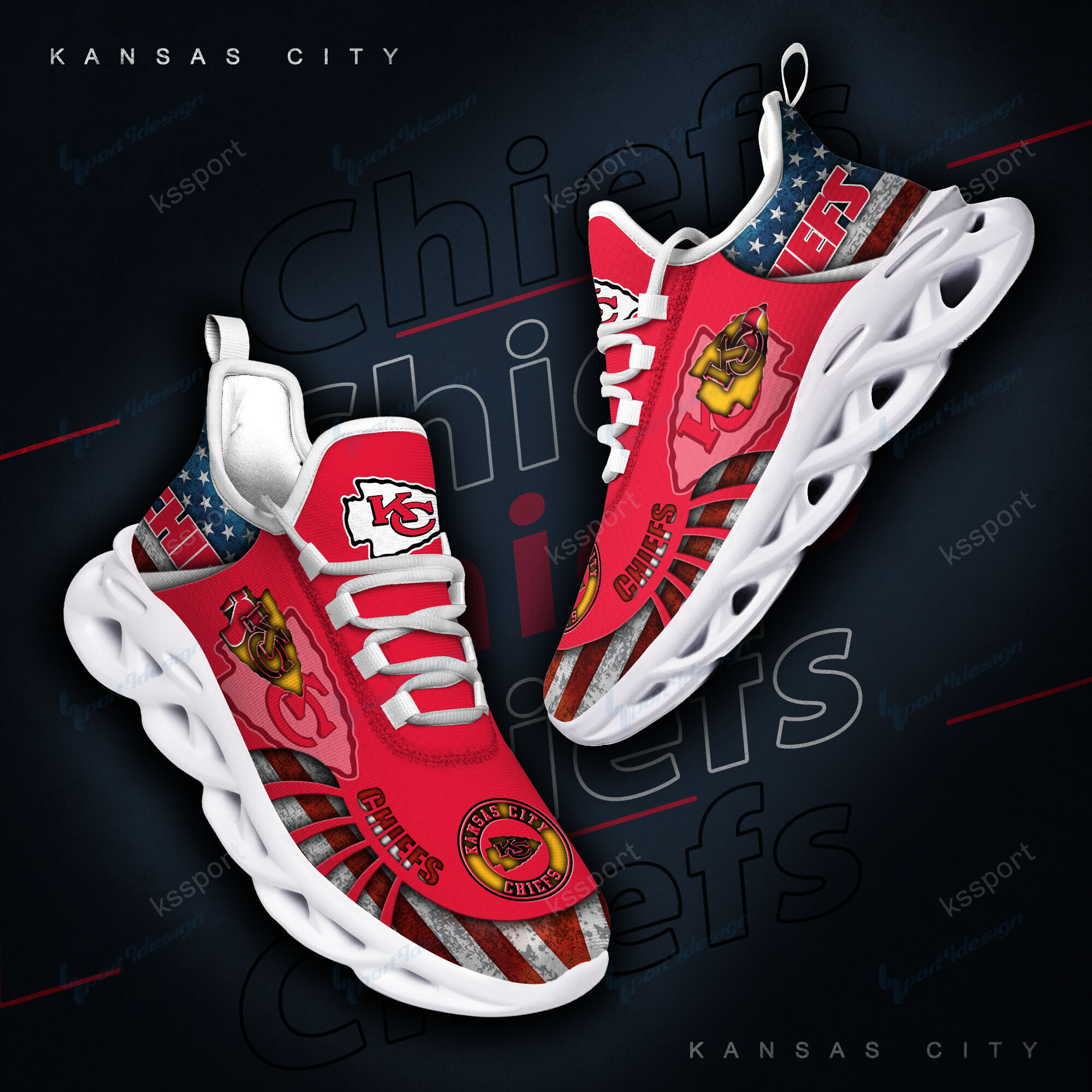 Kansas City Chiefs Yezy Running Sneakers Bg819