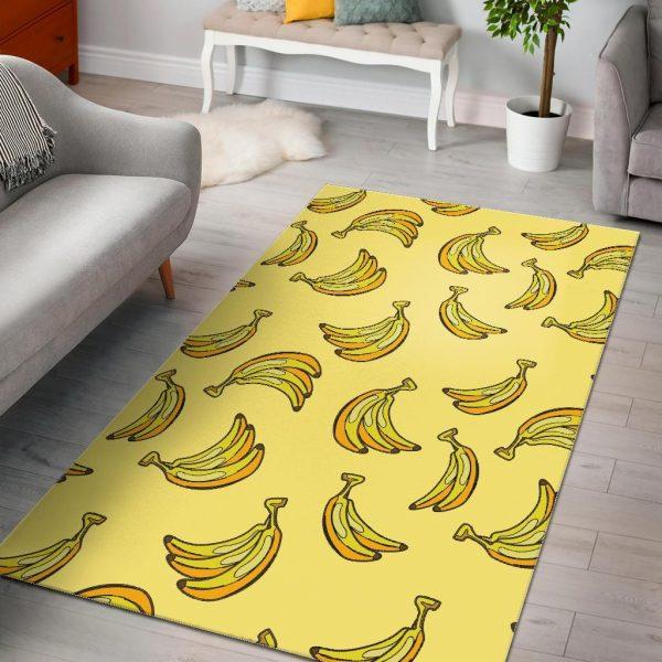 Yellow Banana Pattern Print Home Decor Rectangle Area Rug