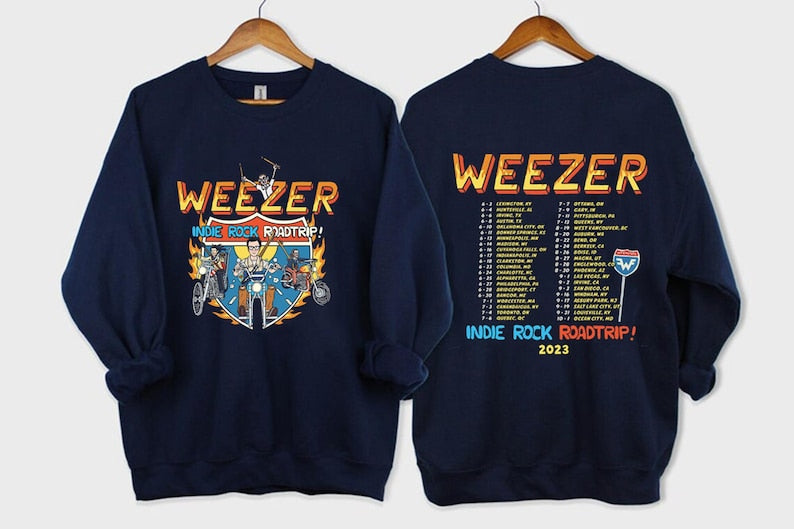 Weezer Indie Rock Roadtrip Tour 2023 Sweatshirt, Weezer Band Fan Sweatshirt, Weezer 2023 Concert Shirt