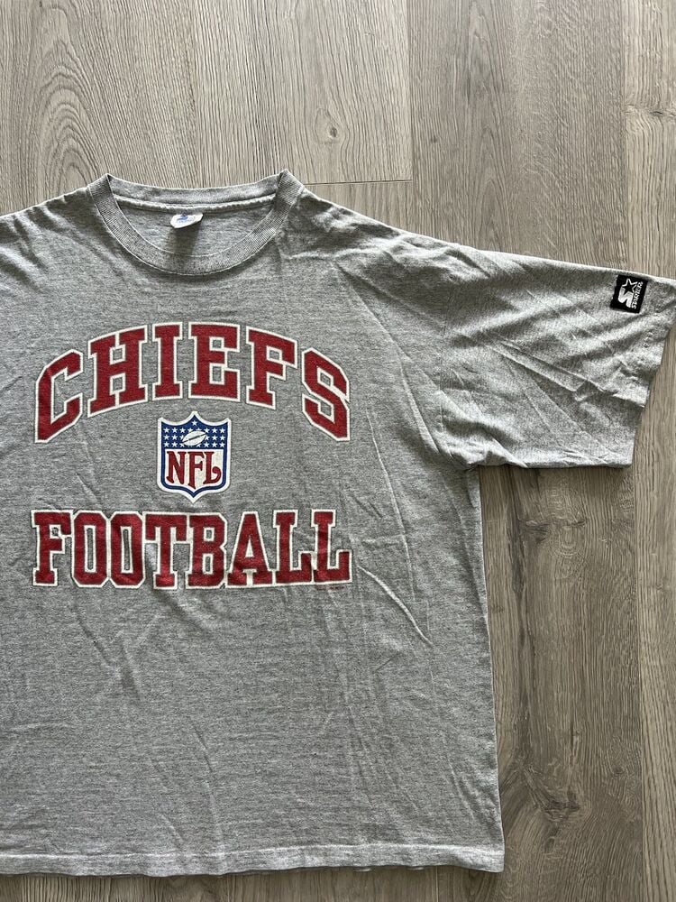 Vintage 90S Kansas City Chiefs Gray T Shirt Football Starter Adult