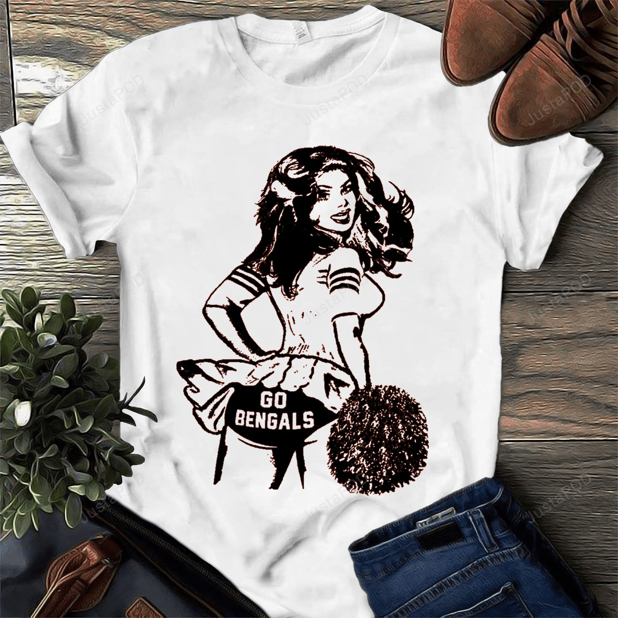 Tshirtcustom - Printed T - Shirt - Vintage Cincinnati Bengals Football Shirt - Go Bengals Shirt - Bengals Cheerleader Shirt - Cincinnati Bengals American Football Shirt - Retro Cheerleader Shirt