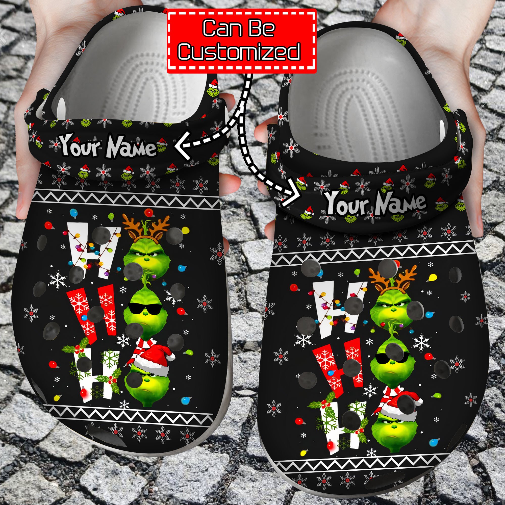 Personalized Hohoho Grinch Christmas Crocss Classic Clogs Shoes