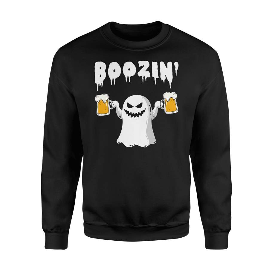 Ghost Halloween Boozin’ Funny Beer Drinking Party Halloween Sweatshirt