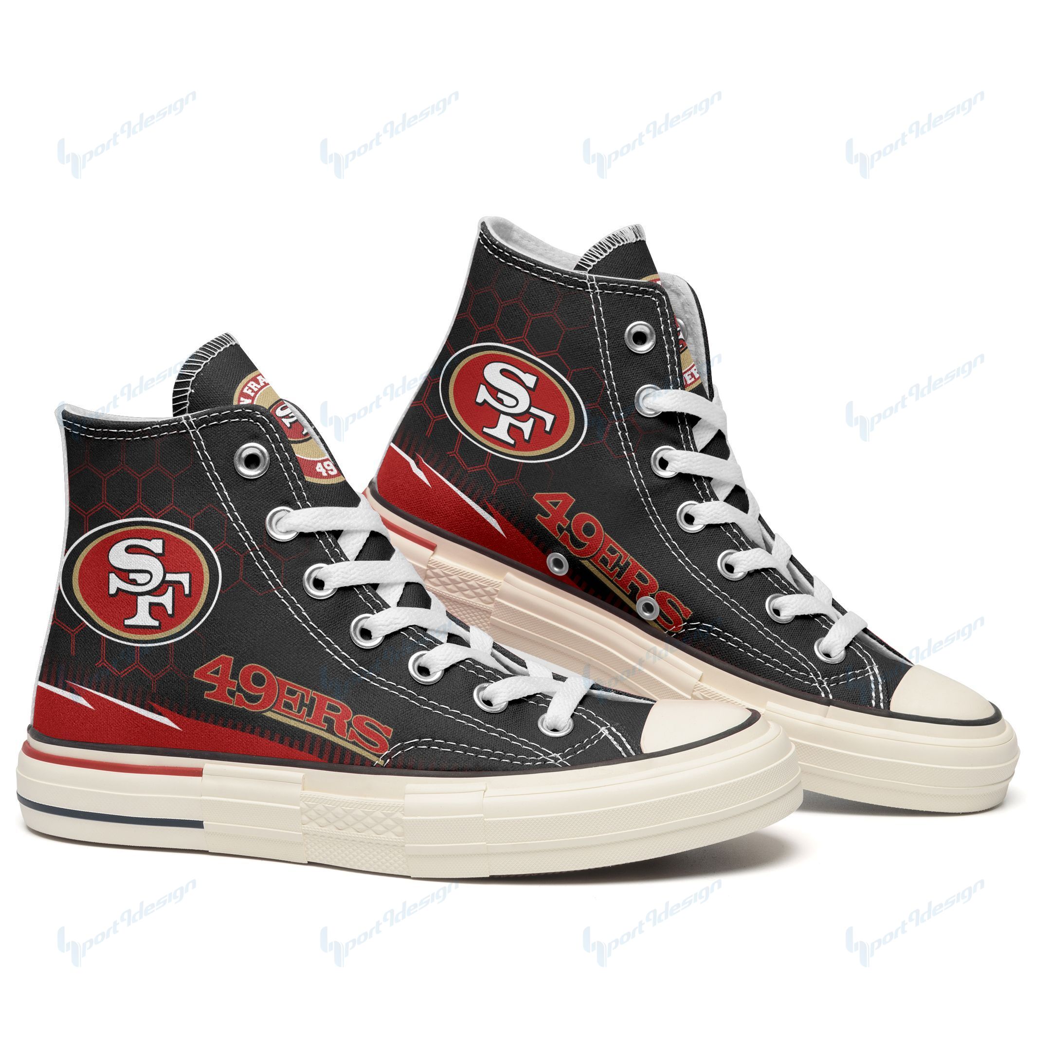 San Francisco 49ers New High Top Canvas Shoes 01