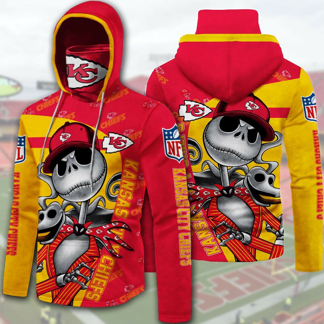 Kansas City Chiefs Jack Skellington Football Unisex 3D Hoodie Gaiter Gifts