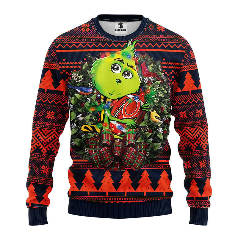 Chicago Bears Grinch Hug Ugly Christmas Sweater