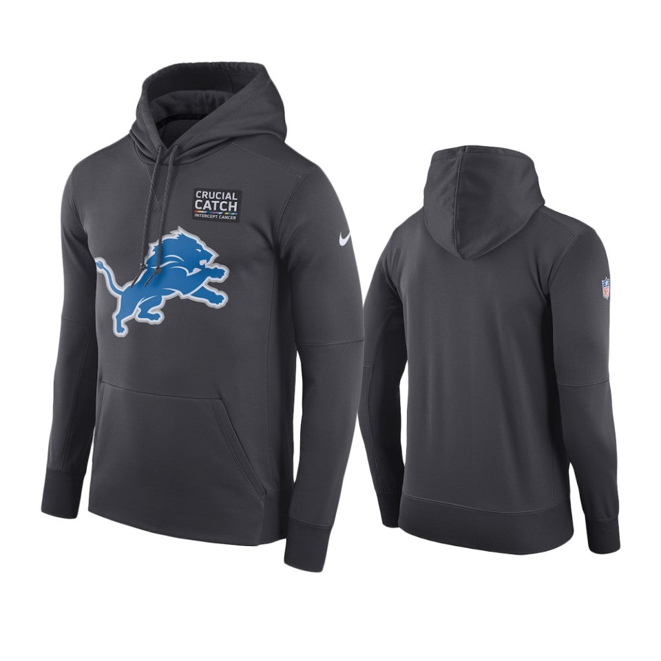 Detroit Lions Anthracite Crucial Catch Hoodie