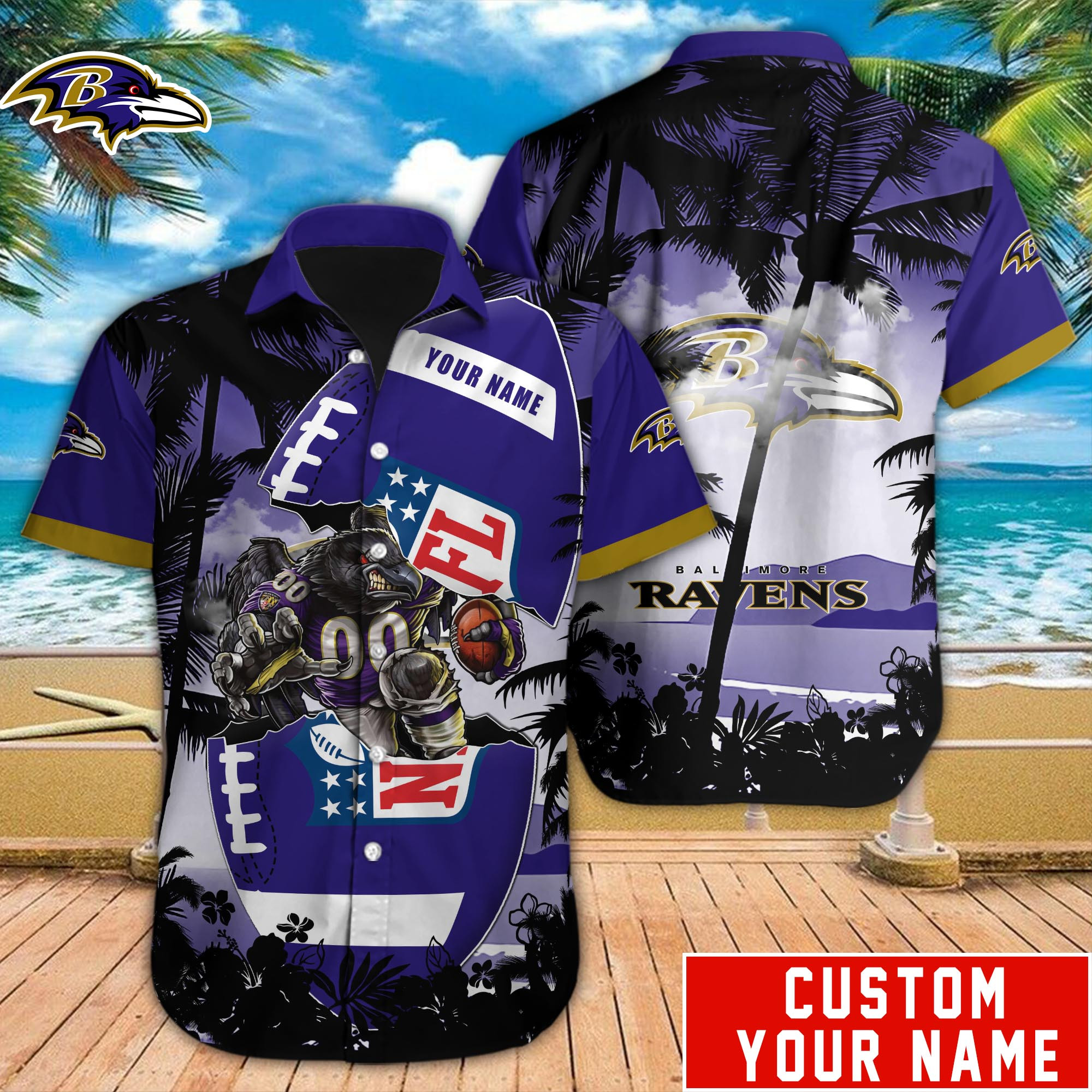 Baltimore Ravens Nfl-Hawaiian Shirt Custom M-40723