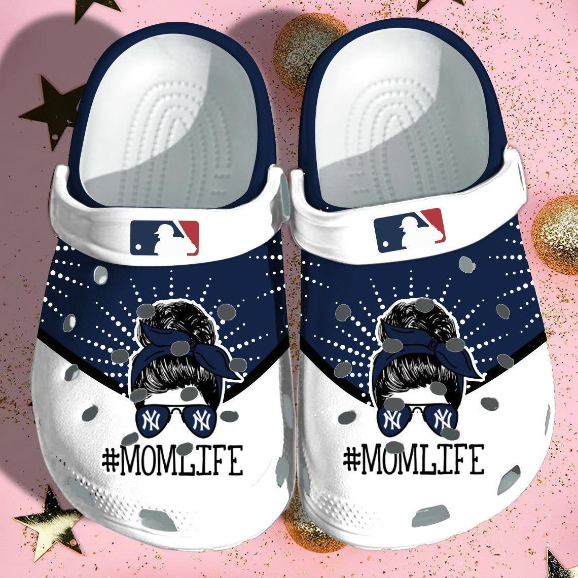 New York Yankees Mom Life Teams Crocs Crocband Clog Comfortable Water Shoes