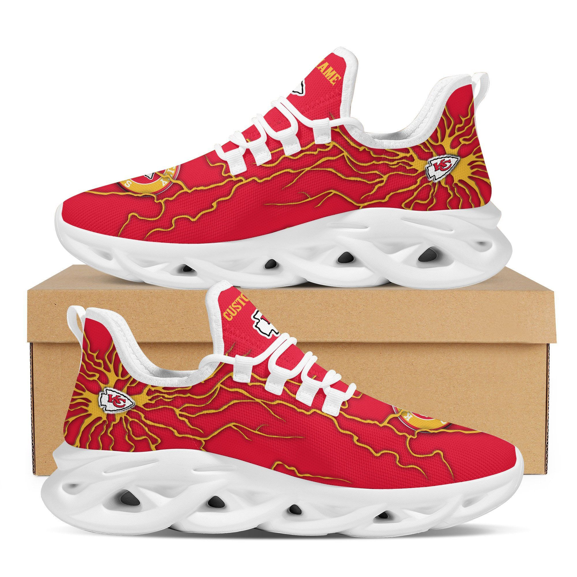 Kansas City Chiefs Custom Name Stylish Graffiti Personality Max Soul Shoes