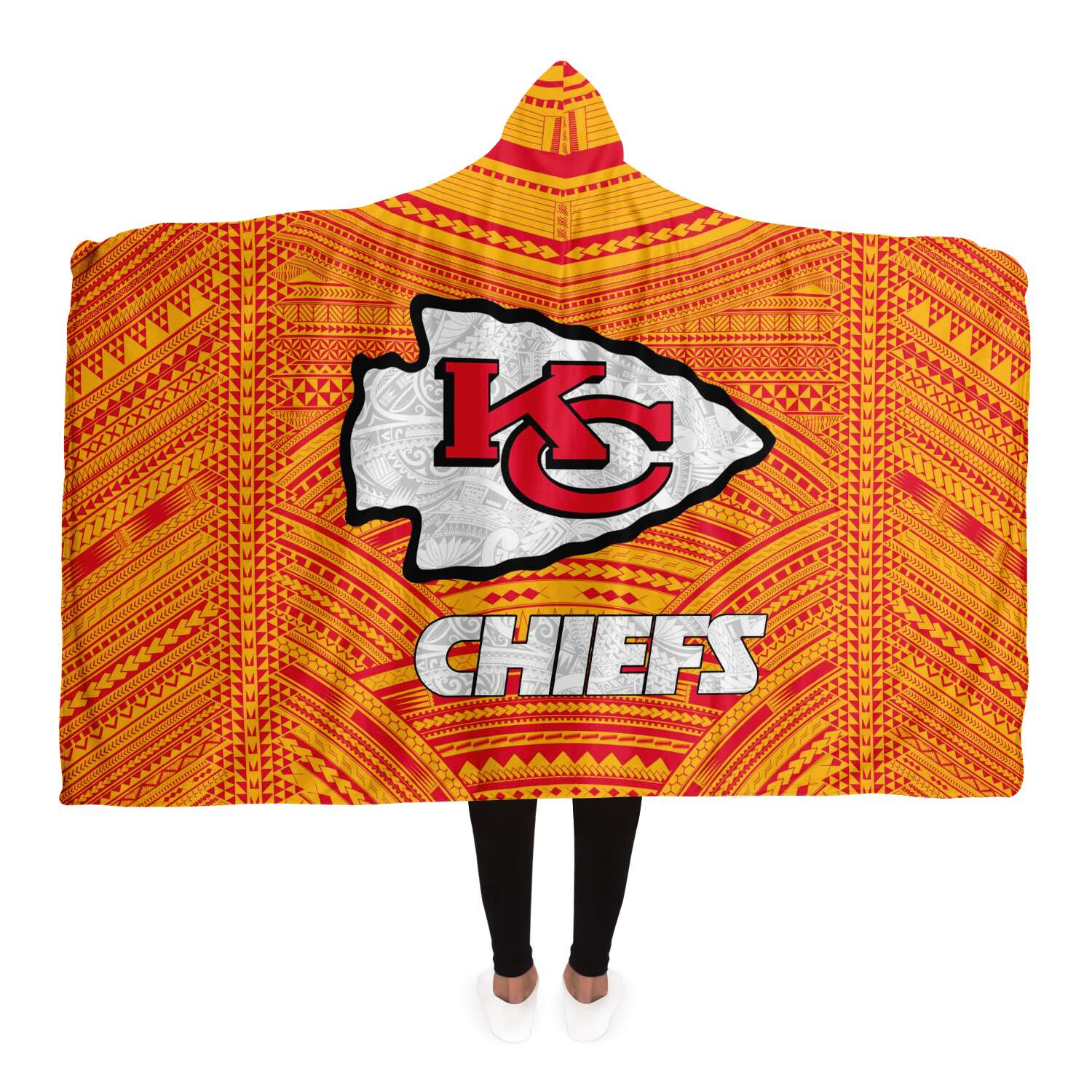 Kansas City Chiefs Gift For Fan 3D Full Printing Hooded Blanket Polynesian Design Chiefs Gift For Fan 3D Full Printing Hooded Blanket 3472