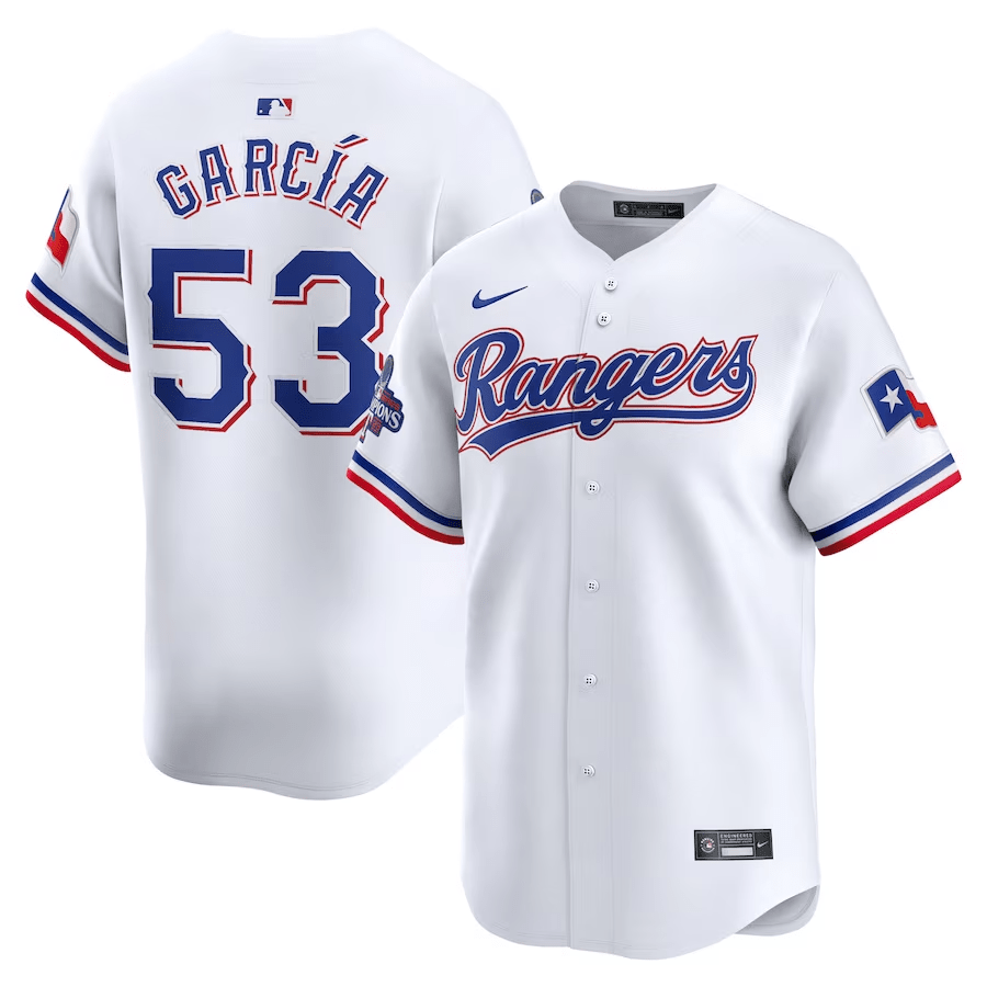 Adolis Garcia Texas Rangers Home 2023 World Series Champions Limited Jersey – White – All Stitched