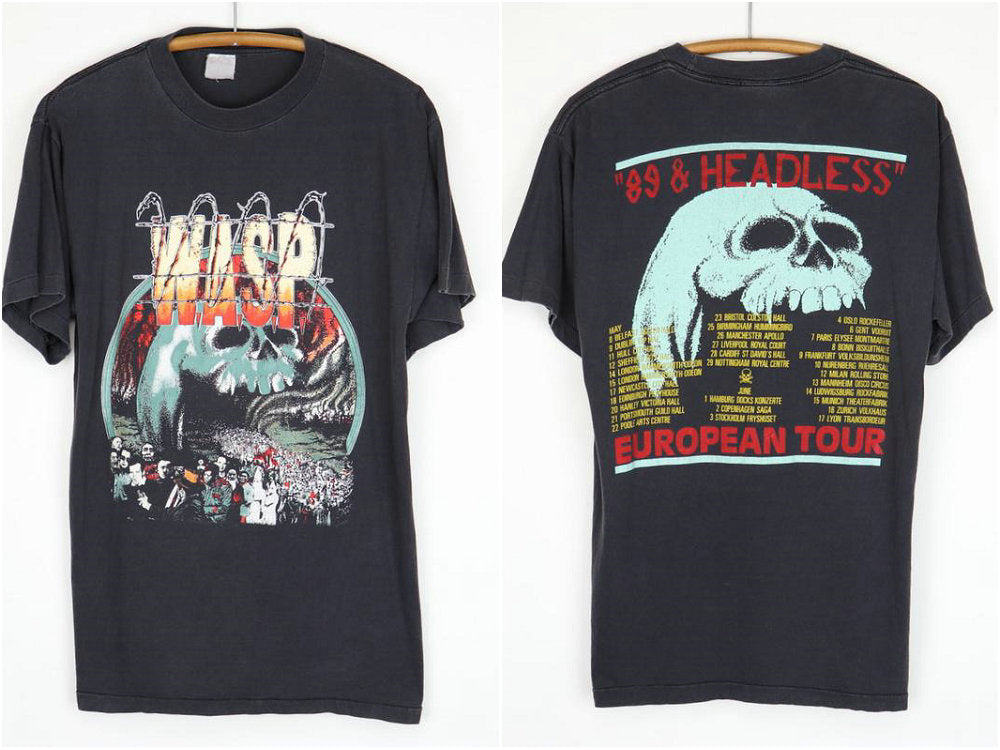 vintage 1989 Wasp 89 & Headless Euro Tour Shirt Black print T shirt