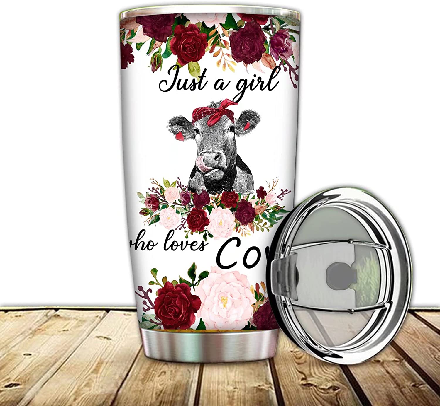 Crazy Cow Vacuum Tumbler Cup Just A Girl Who Loves Cow Insulated Coffee Mug With Lid,To Sister,Mom Thermos,Cattle Cow Bottle For Travel,Work,Fitness Cold Warm Beverage