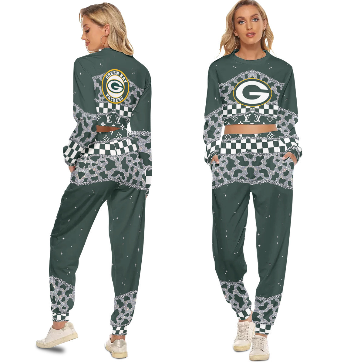 Green Bay Packers Crop Sweatshirt Suit 53