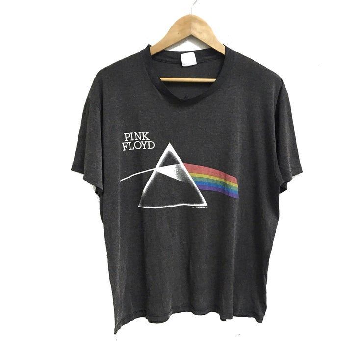 Rare 80S Vintage Pink Floyd Tour 1987 British Rock Band Big Logo Dark Grey Colour Crew Neck Shirt