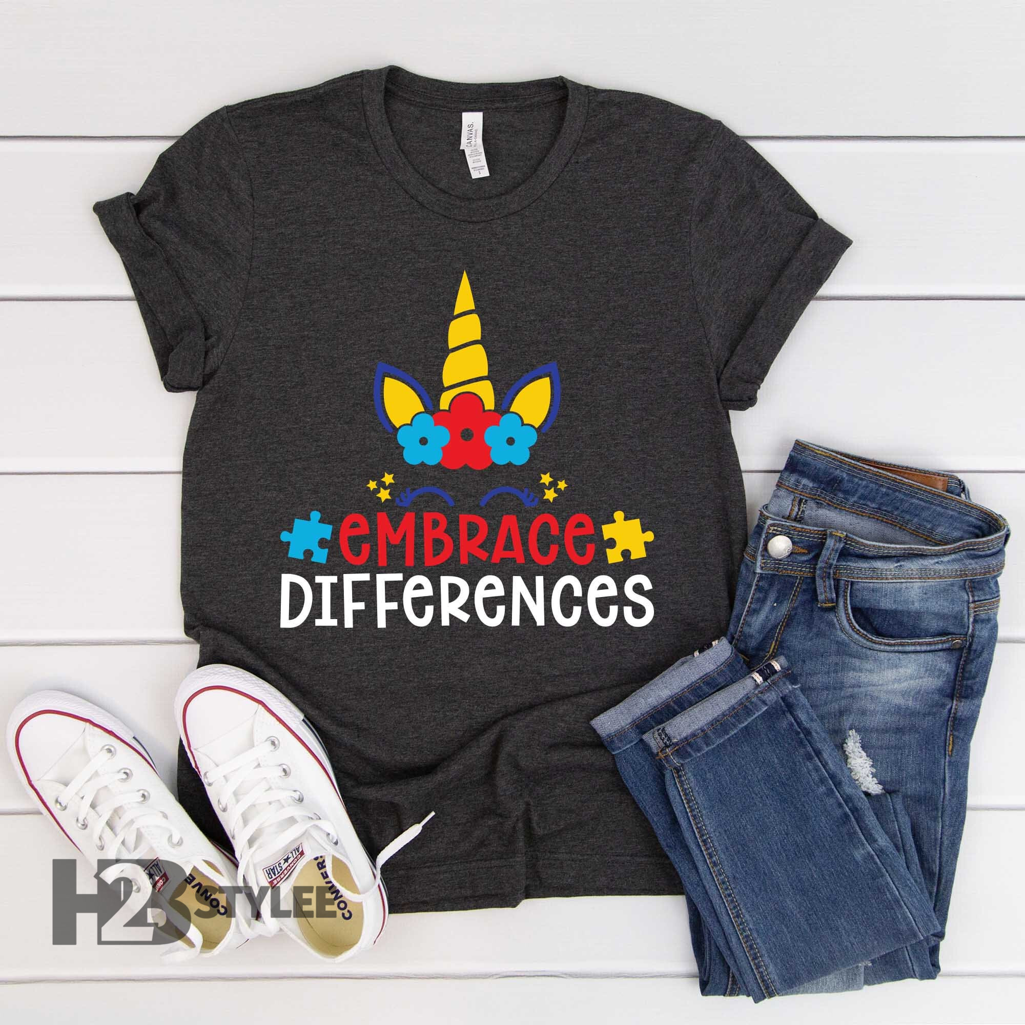 Embrace Differences Autism Awareness Support Gift Neurodiversity Special Education Unisex T Shirt, Sweatshirt, Hoodie