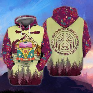 Campervan Into Forest Hippie Camping 3D Hoodie