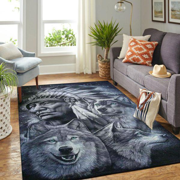 Wolf Sacred Native American Home Decor Rectangle Area Rug 11