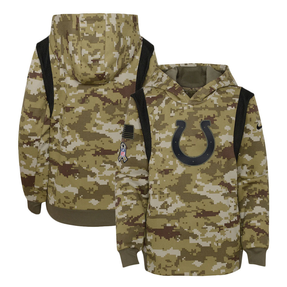 Youth Indianapolis Colts Olive 2021 Salute To Service Therma Hoodie