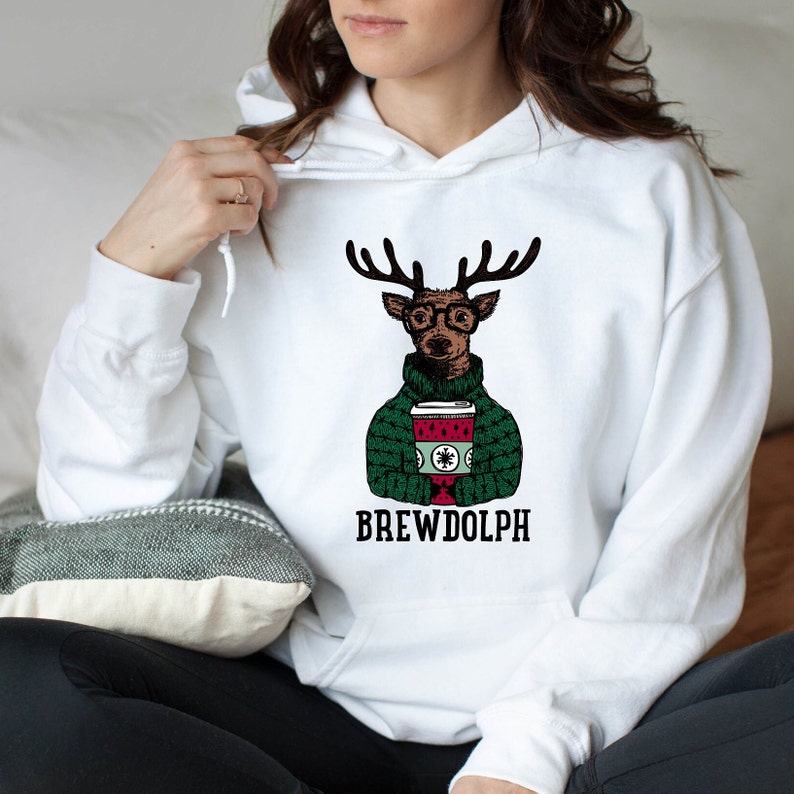 ShirtHome 2025 Gifts Brewdolph Christmas Hoodie, Christmas Hoodie, Reindeer Hoodie, Christmas Coffee, Merry Christmas, New Year Hoodie