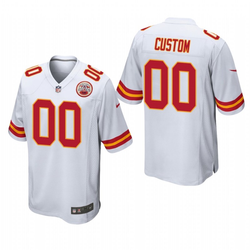 Kansas City Chiefs Custom #00 White Game Jersey – All Stitched, Embroidery