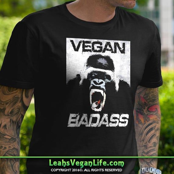 Vegan Badass T Shirt Ladies Mens Unique Design Gift Fresh Trendy Fitness Animal Rights Gorilla Scream Yell Howl Exercise Beast Tank V Neck