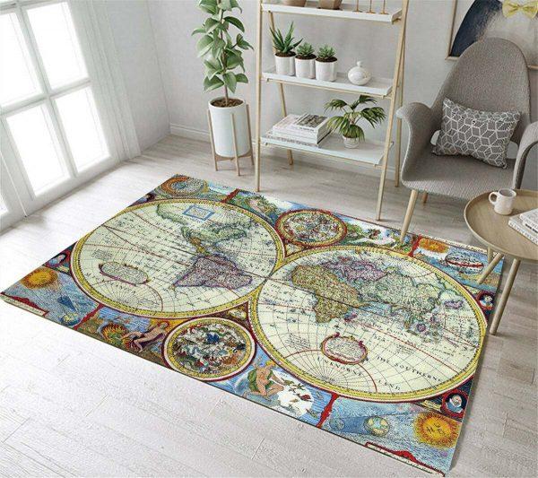 World Map Home Decor Rectangle Area Rug 5