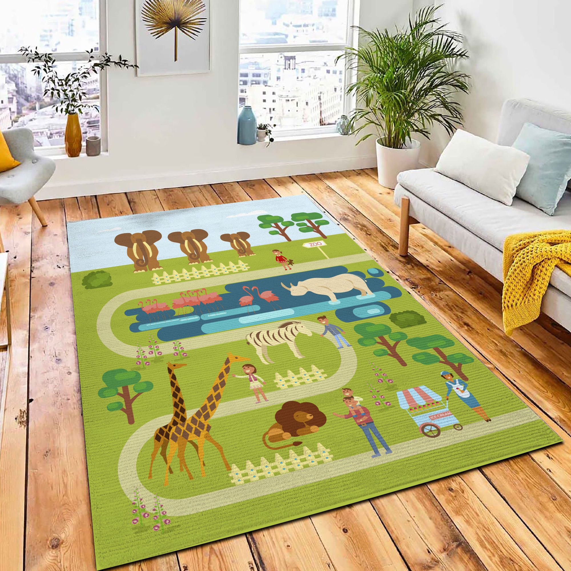 Zoo Infographic Map Animals People Area Carpet Rug Kids Rug Room Decor