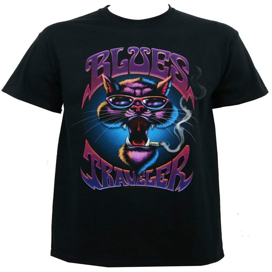 Fashion Men'S Cotton T-Shirt Blues Traveler Men'S Smoking Cat T-Shirt Funny Shirts Men'S Gifts