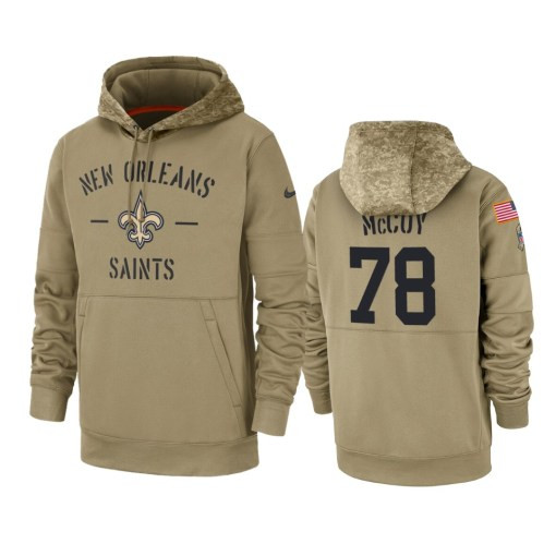 New Orleans Saints Erik Mccoy Tan 2019 Salute To Service Sideline Therma Pullover Hoodie