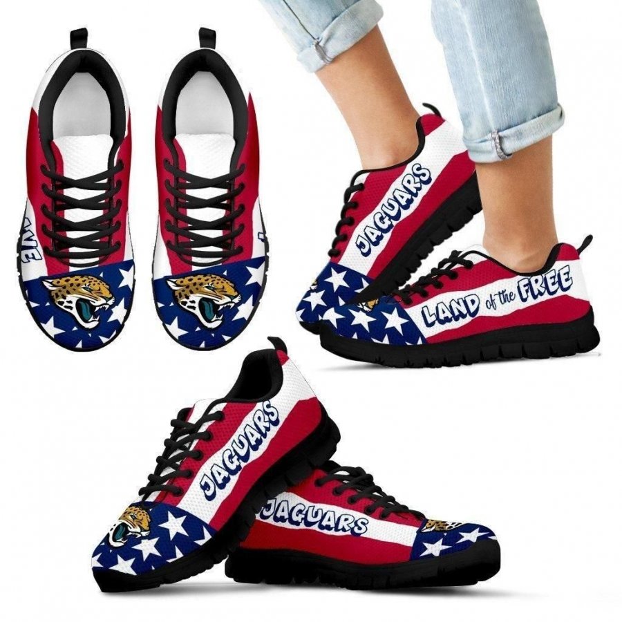 Proud Of American Flag Three Line Jacksonville Jaguars Sneakers #278