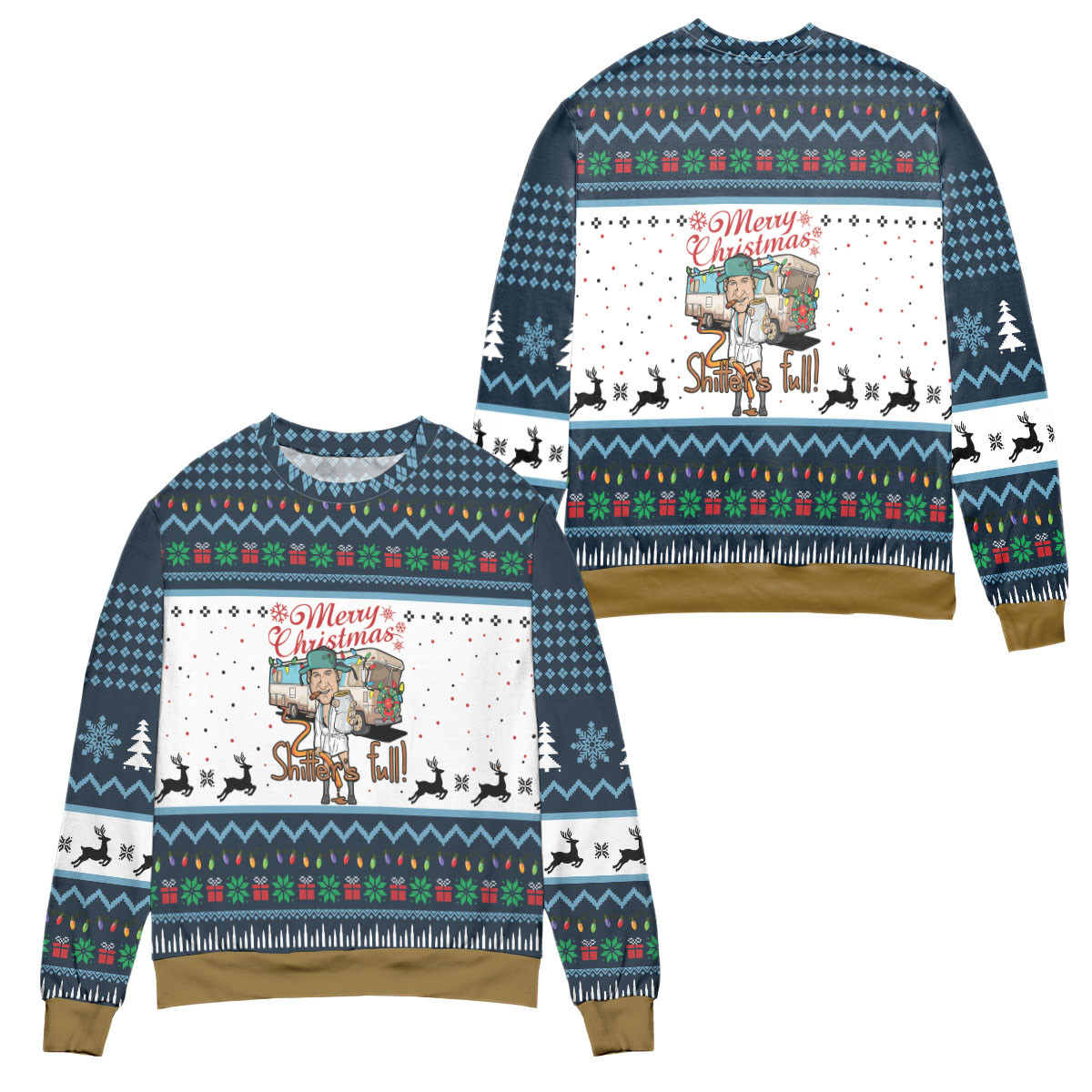 National Lampoon’S Christmas Vacation Shitter’S Full Ugly Christmas Sweater – All Over Print 3D Sweater – Blue